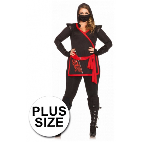 Rood met zwart Ninja kostuum voor dames
