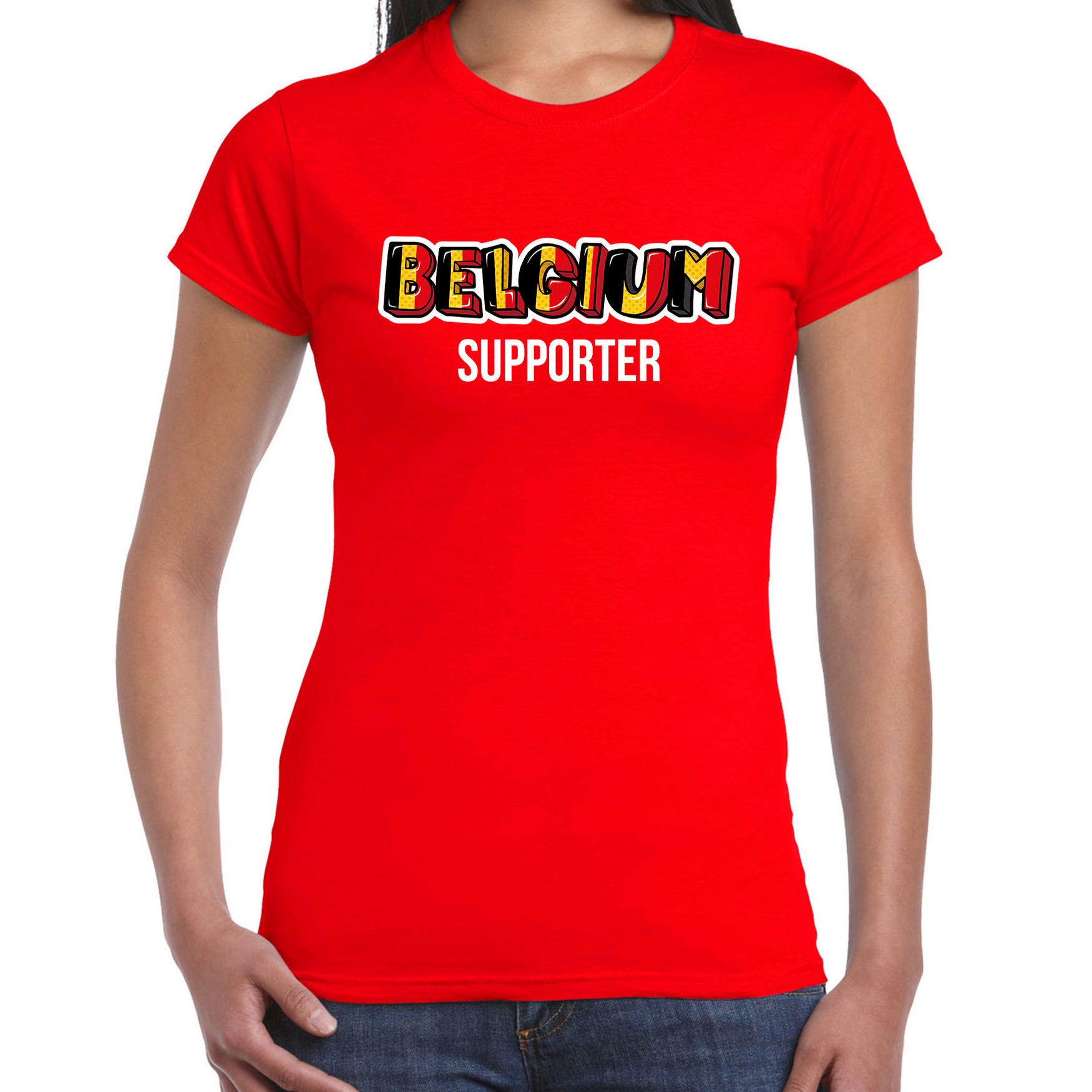 Rood t-shirt Belgium - Belgie supporter EK/ WK voor dames