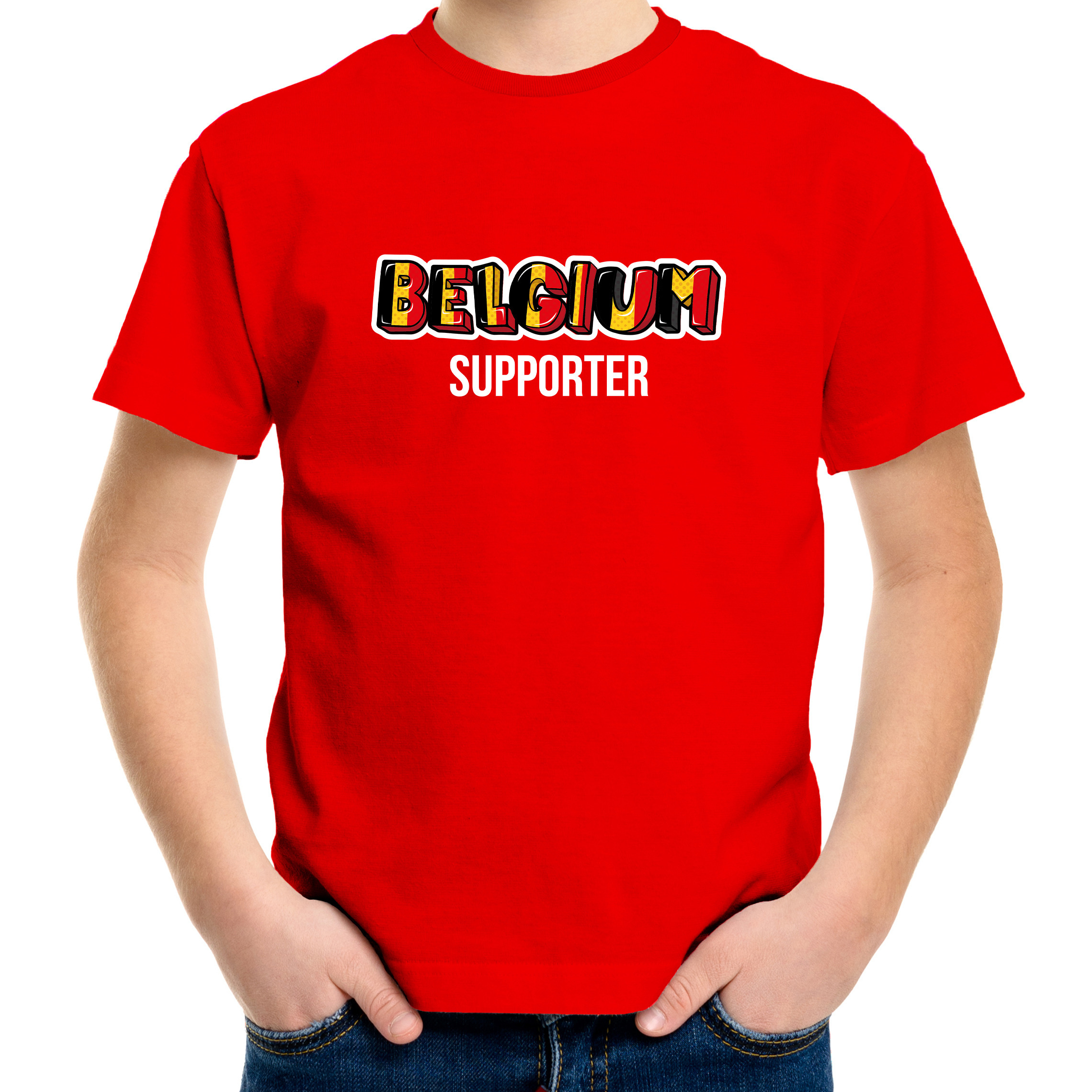 Rood t-shirt Belgium - Belgie supporter EK/ WK voor kinderen