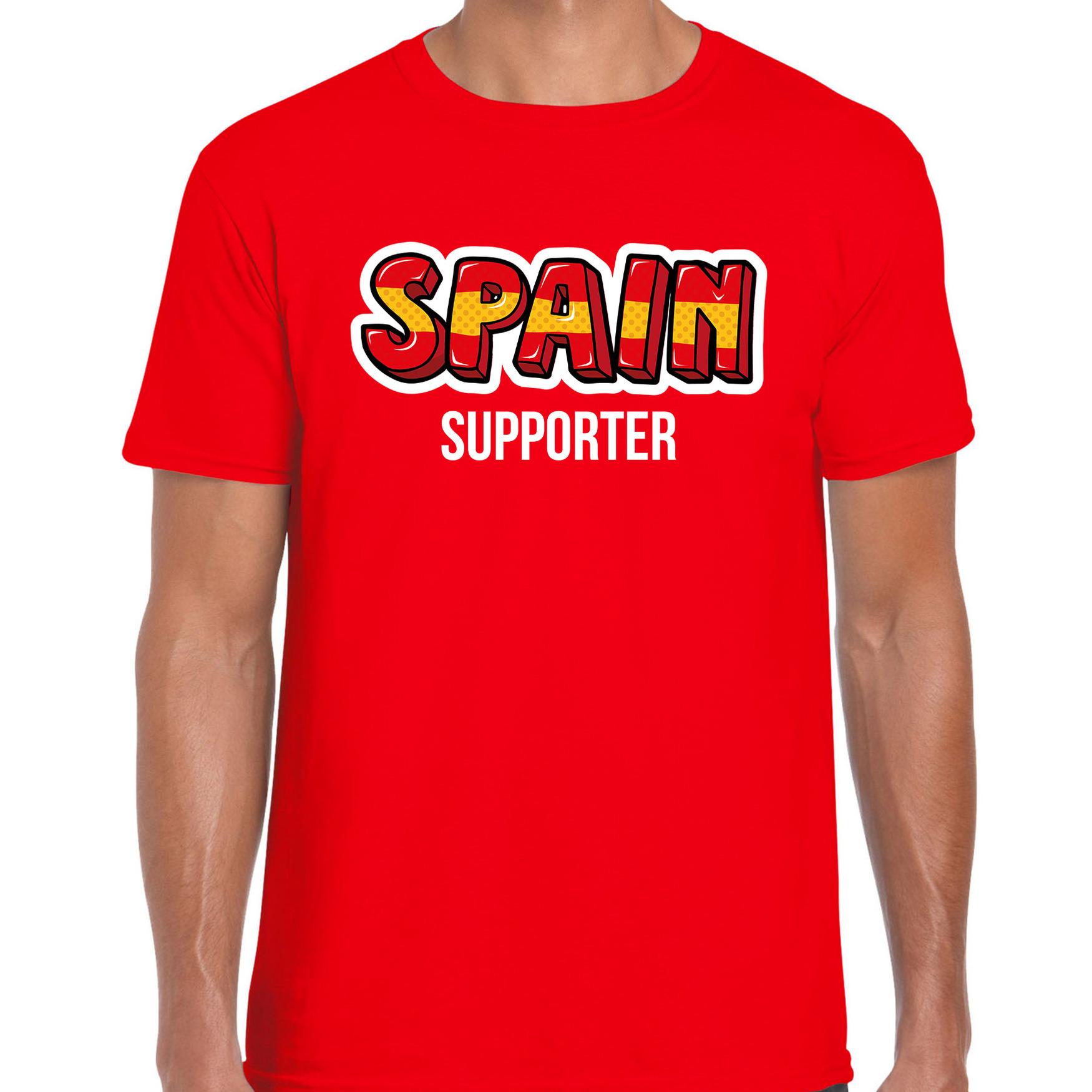 Rood t-shirt Spain - Spanje supporter EK/ WK voor heren