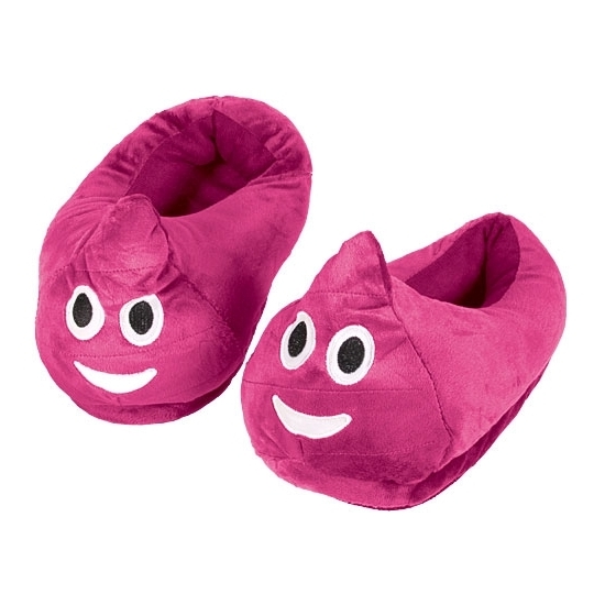 Roze smiley kids slofjes met drol voor kinderen