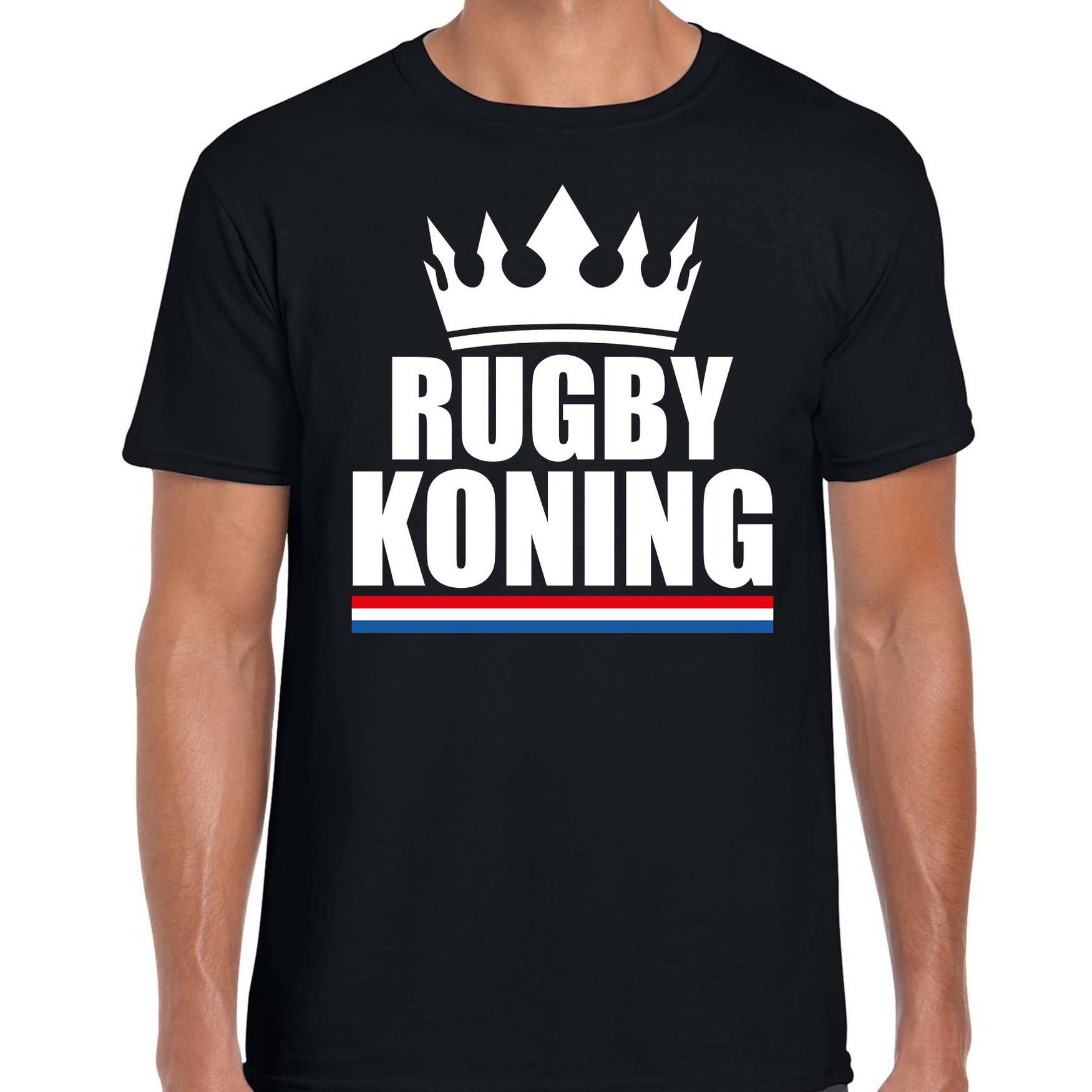 Rugby koning t-shirt zwart heren - Sport - hobby shirts