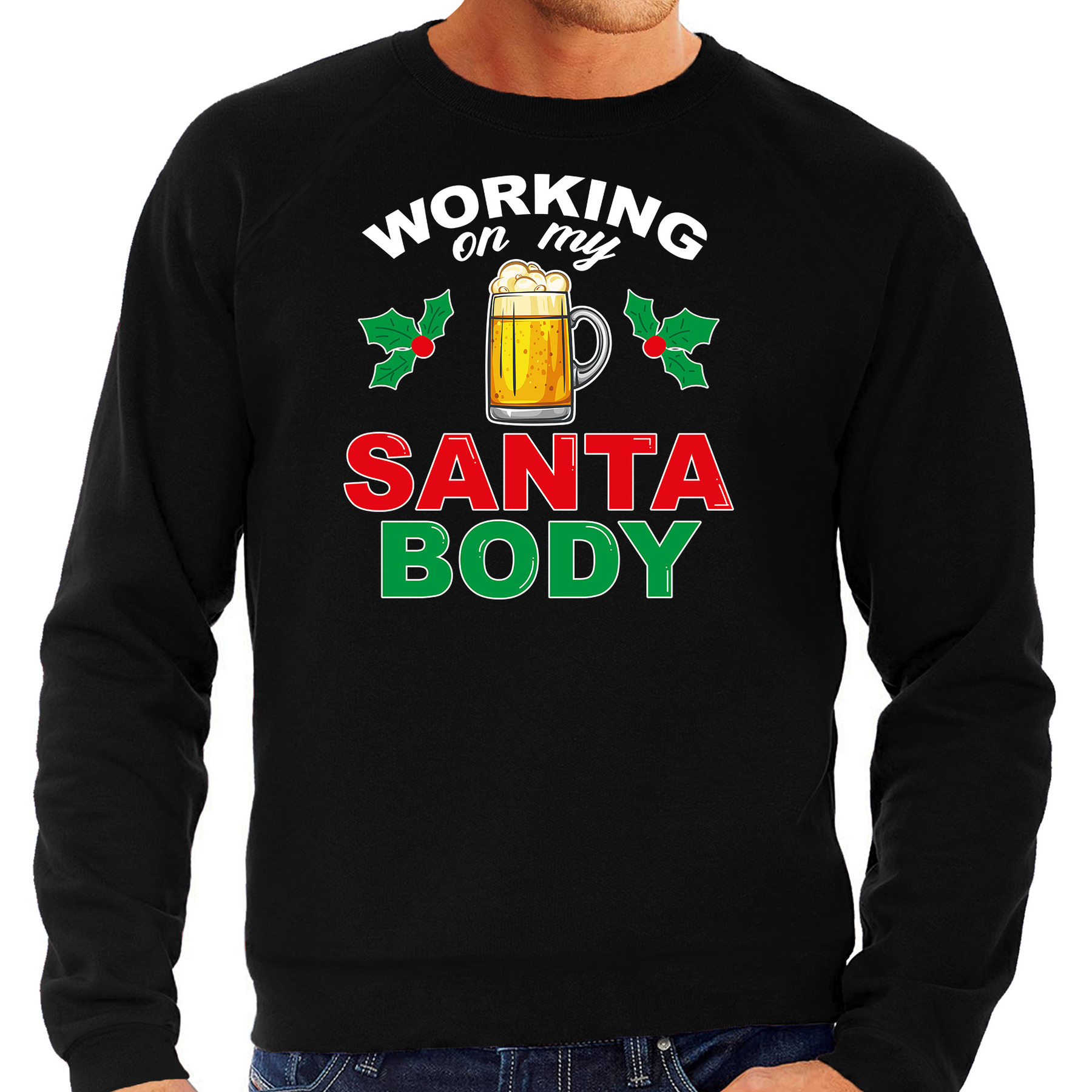 Santa body foute Kerstsweater - Kersttrui zwart voor heren