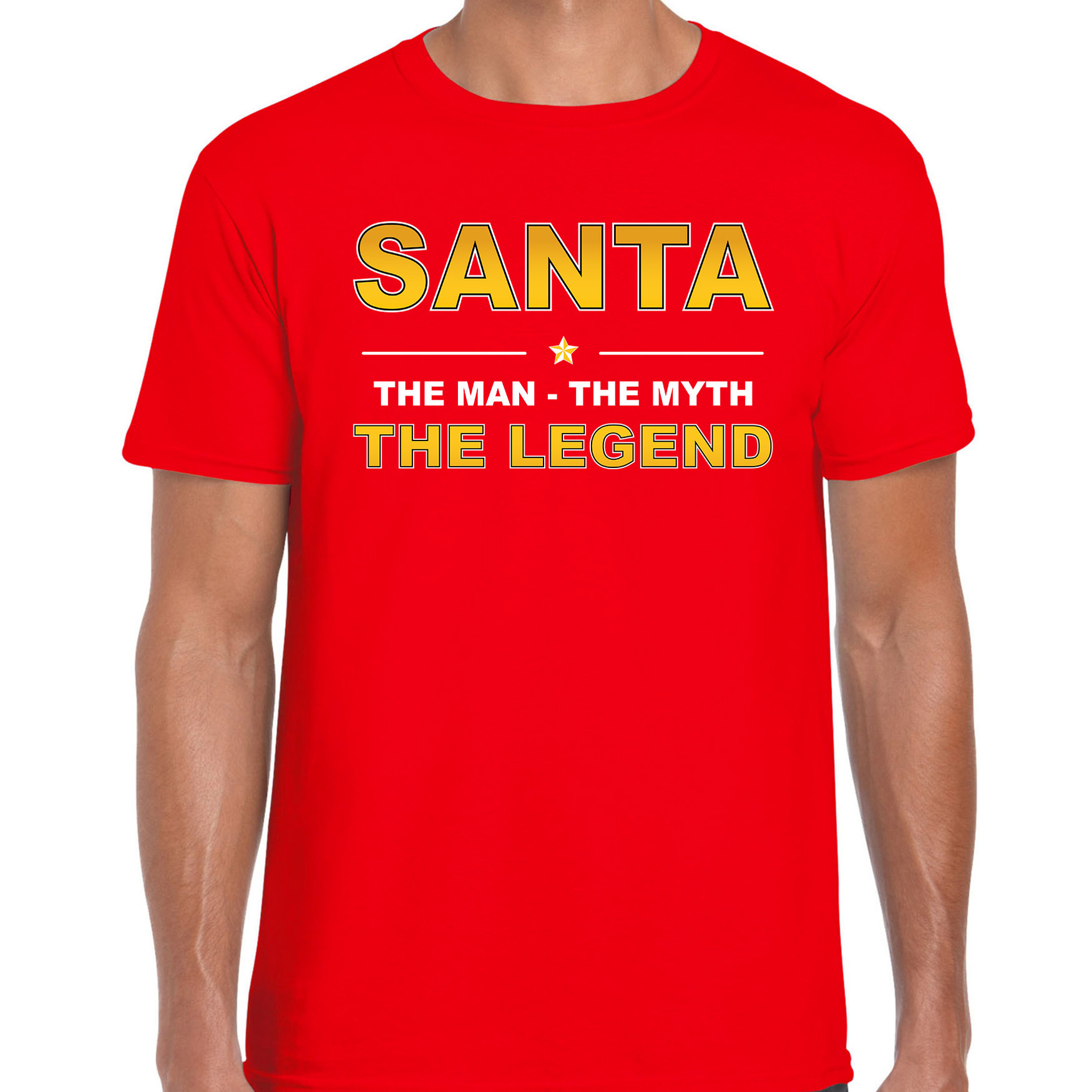 Santa t-shirt-the man-the myth-the legend rood voor heren