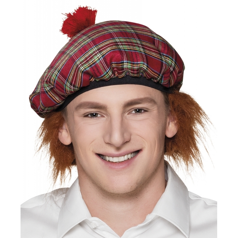 Schotse verkleed pet rood met haar