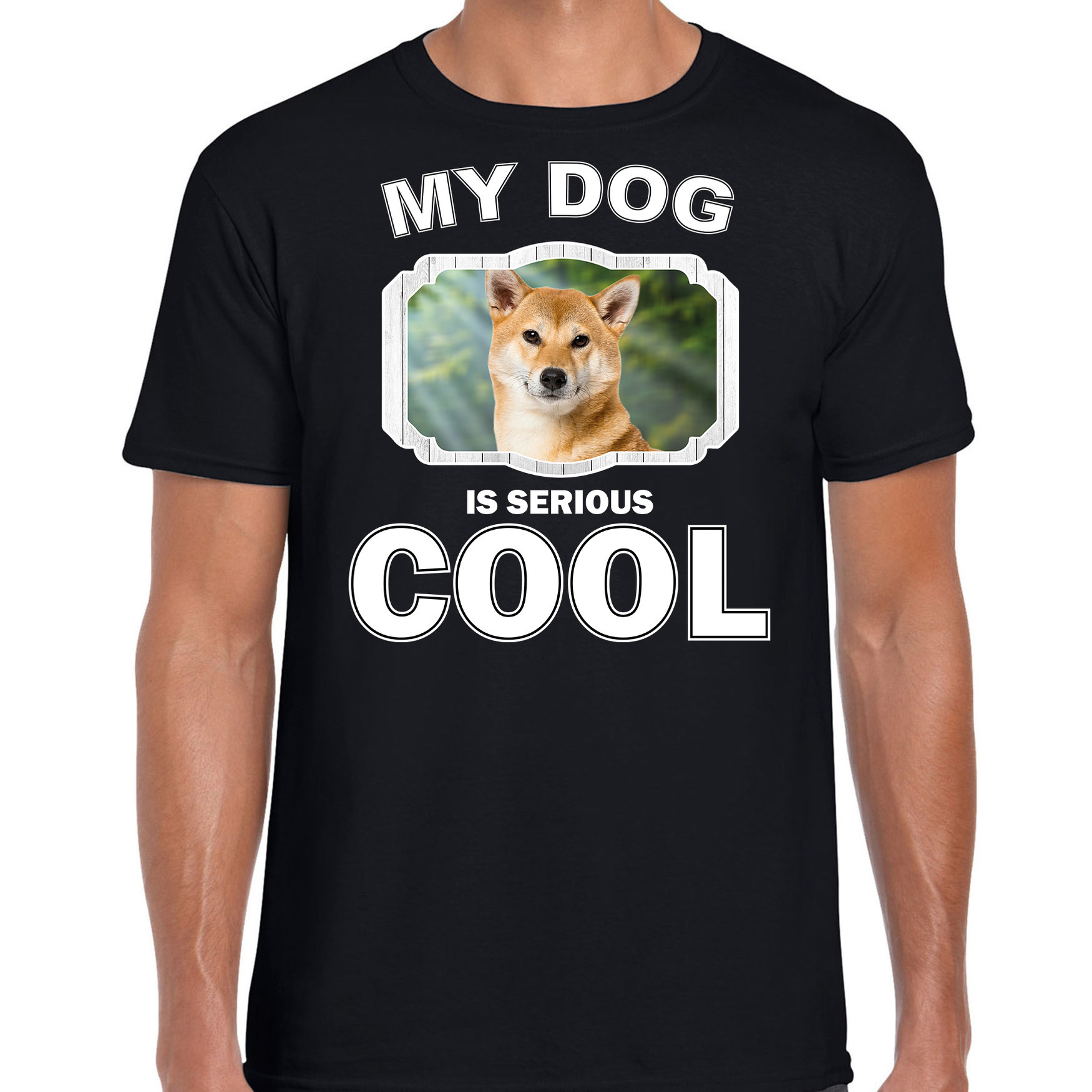Shiba inu honden t-shirt my dog is serious cool zwart voor heren