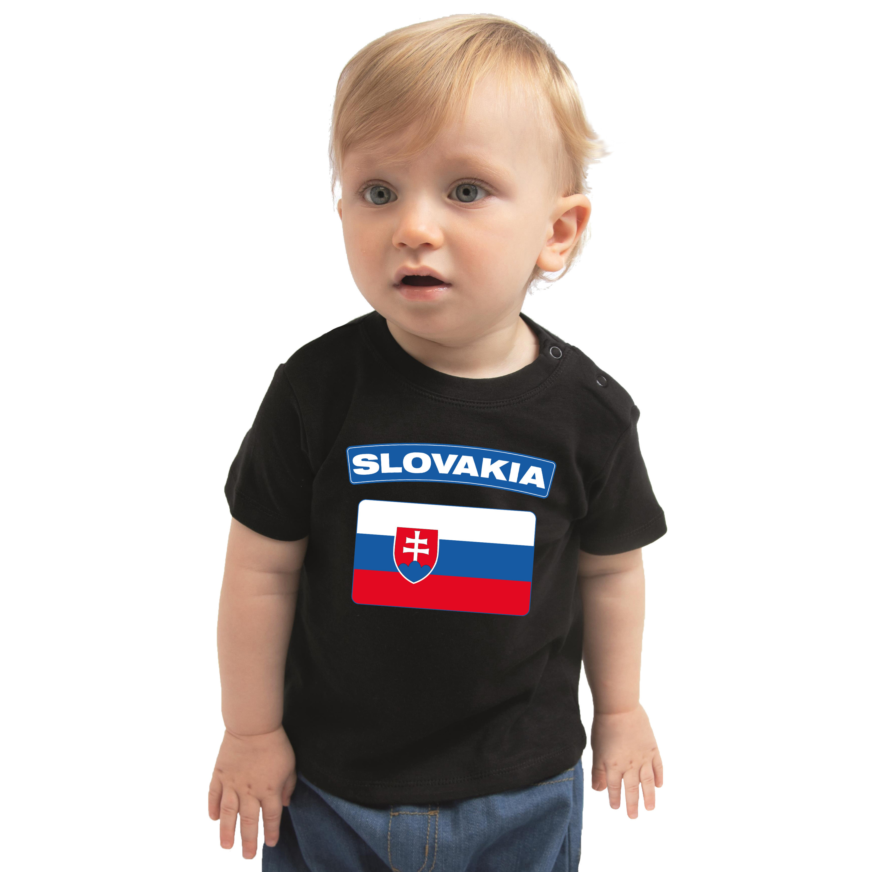 Slovakia t-shirt met vlag Slowakije zwart voor babys