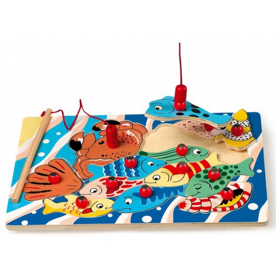 Speelgoed puzzel met vissen en magneet hengel