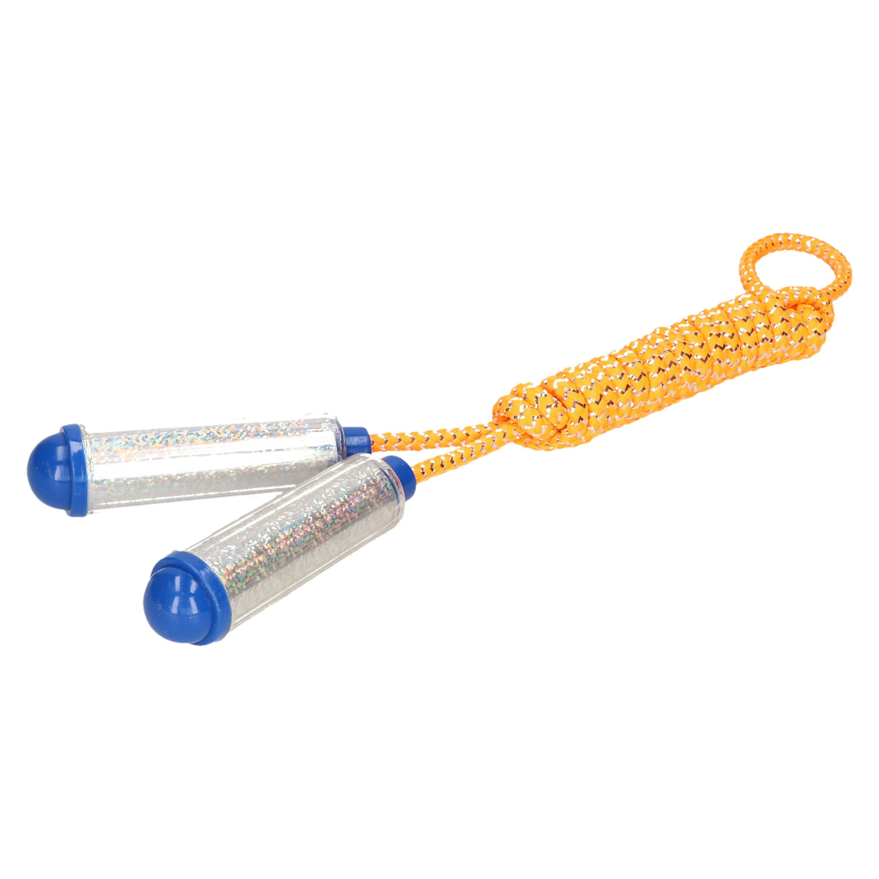 Springtouw - met kunststof handvatten - geel/zilver - 210 cm - speelgoed