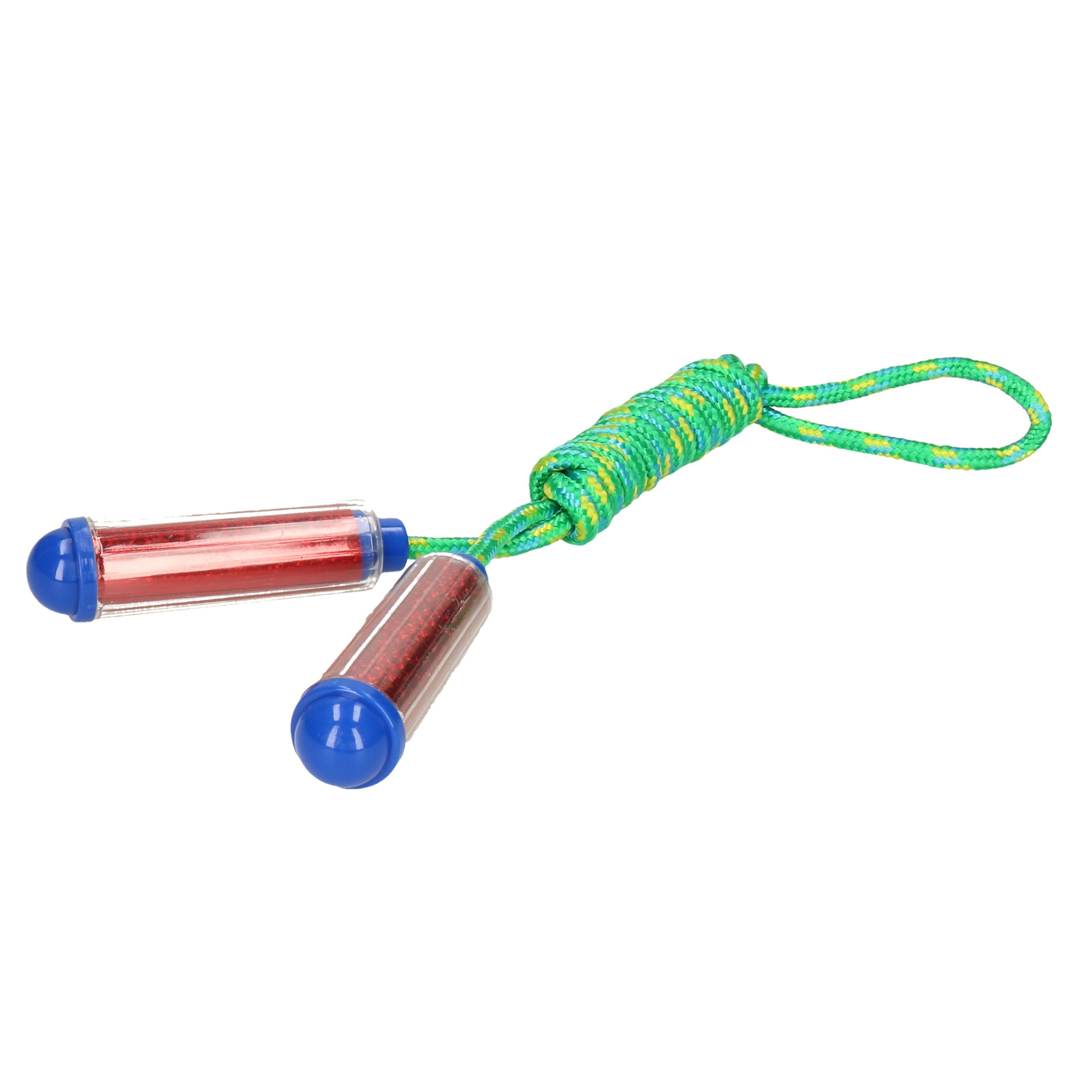Springtouw - met kunststof handvatten - groen/rood - 210 cm - speelgoed