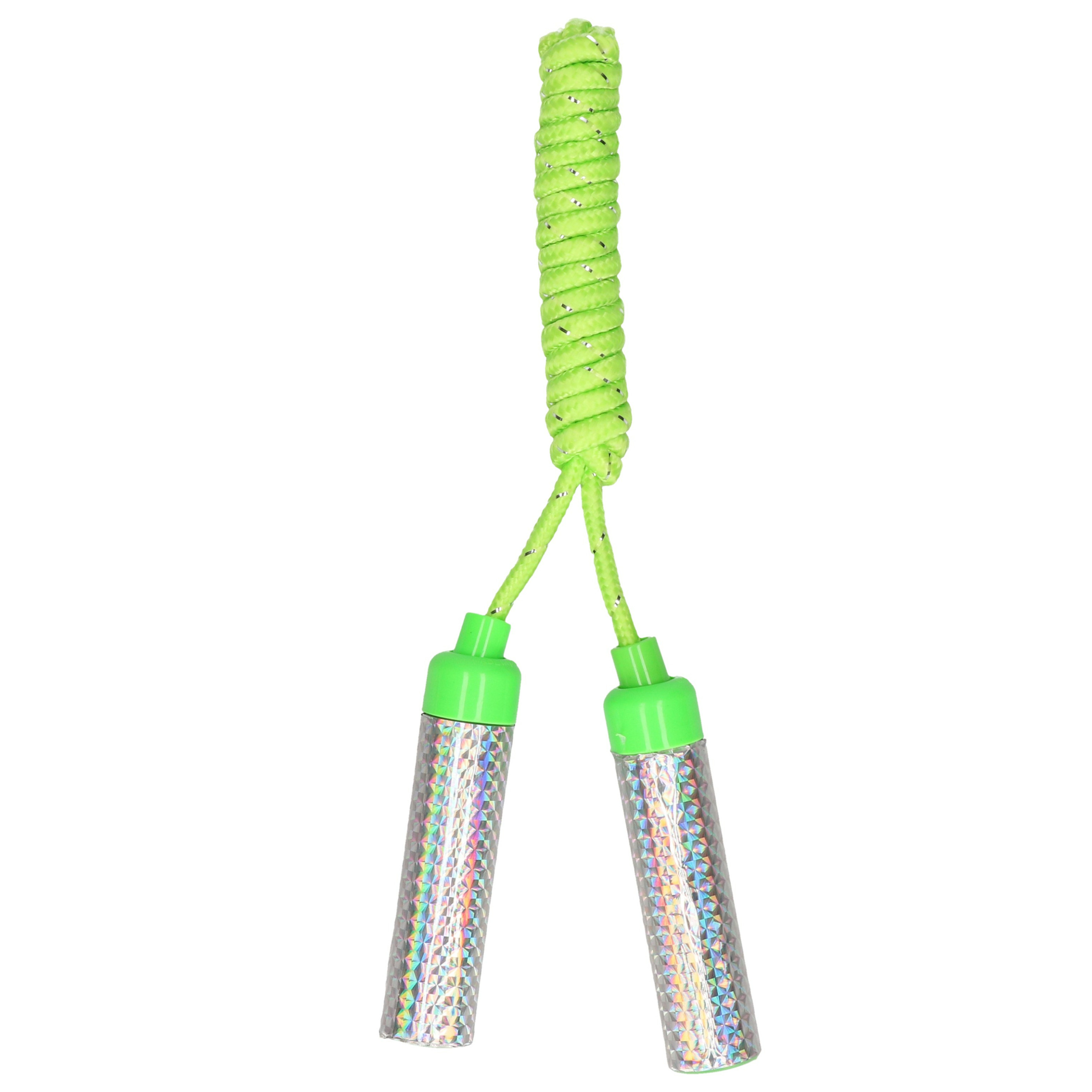 Springtouw speelgoed met glitters - groen - 210 cm - buitenspeelgoed