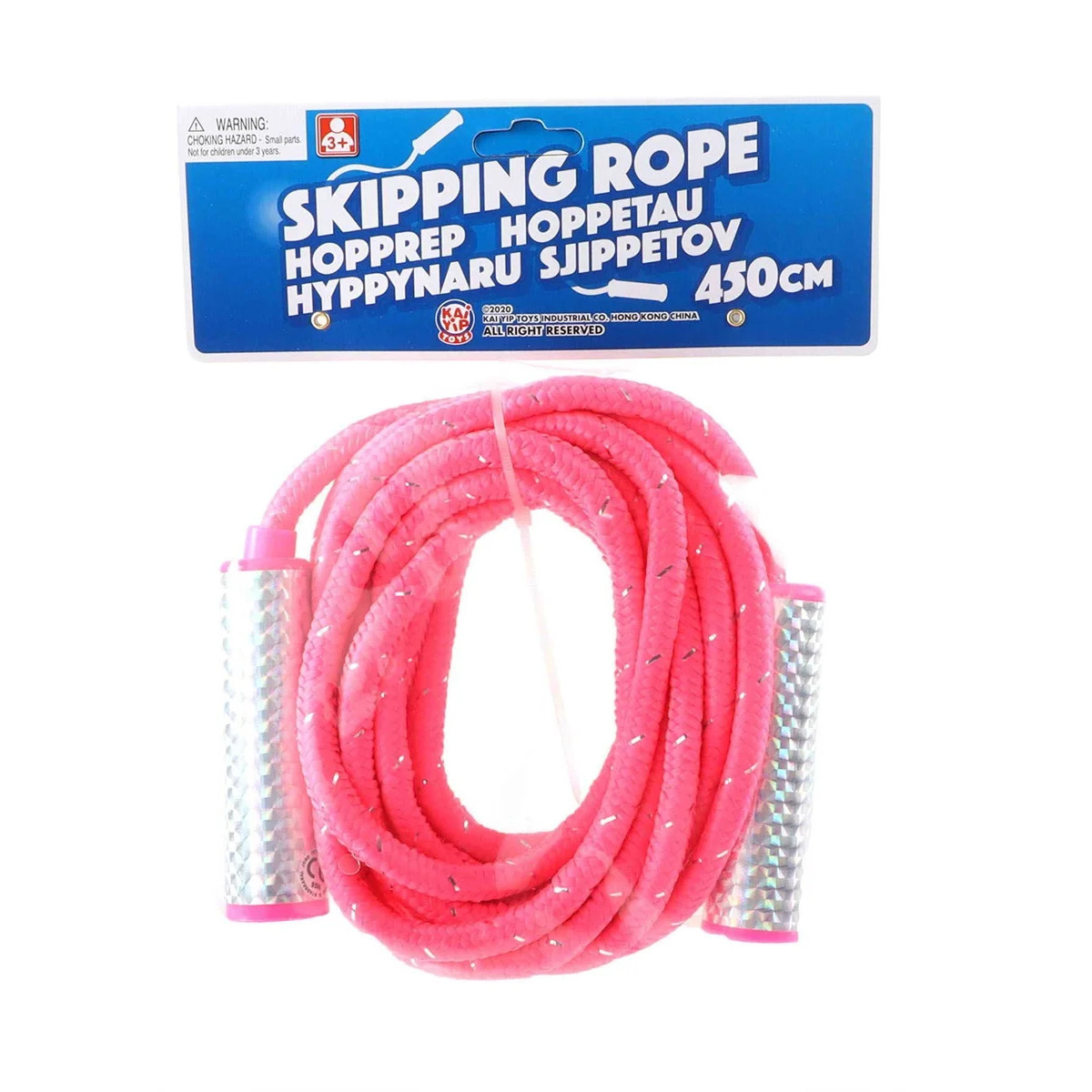 Springtouw speelgoed met glitters - roze - 450 cm - buitenspeelgoed