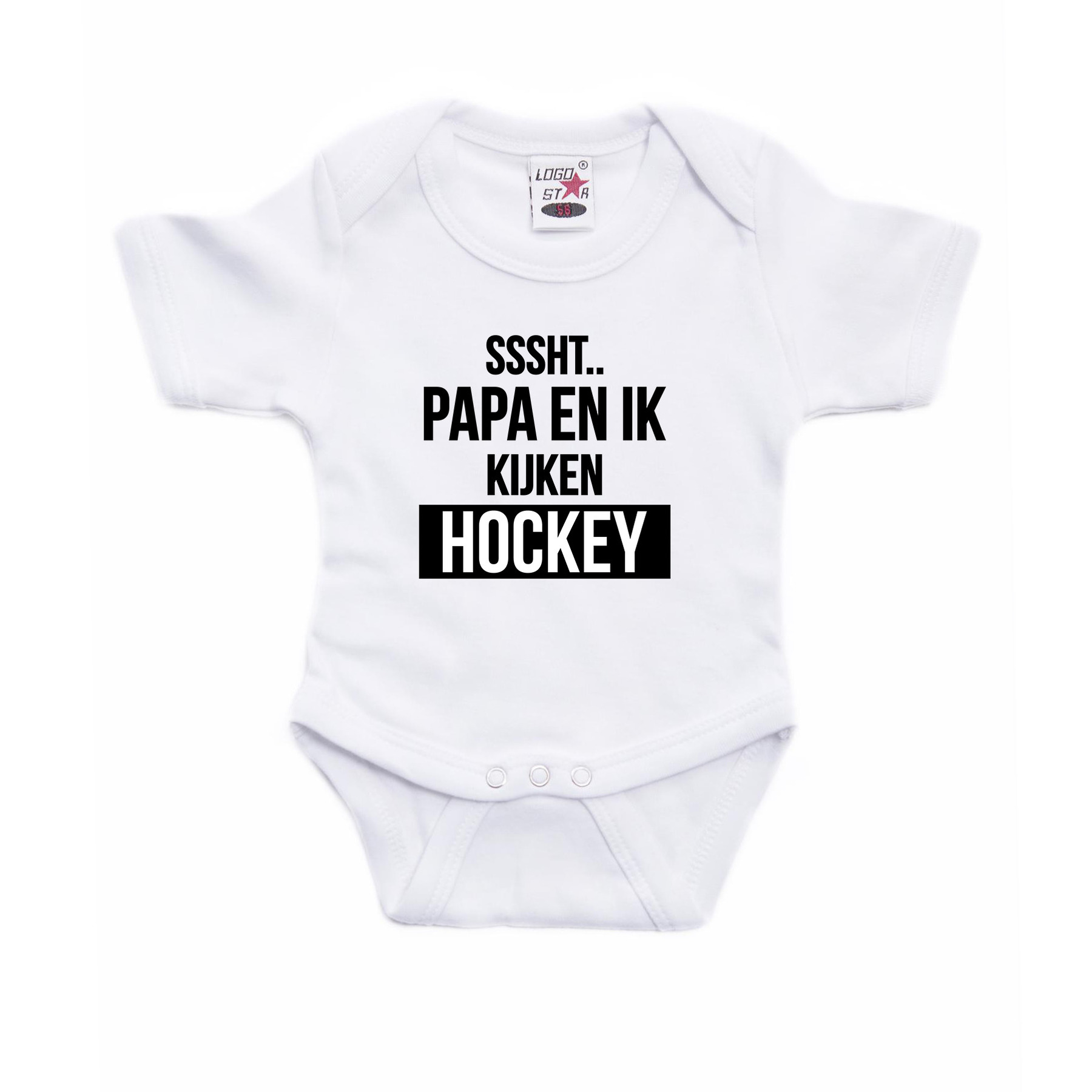 Sssht kijken hockey verkleed/cadeau baby rompertje wit jongens/meisjes EK - WK supporter