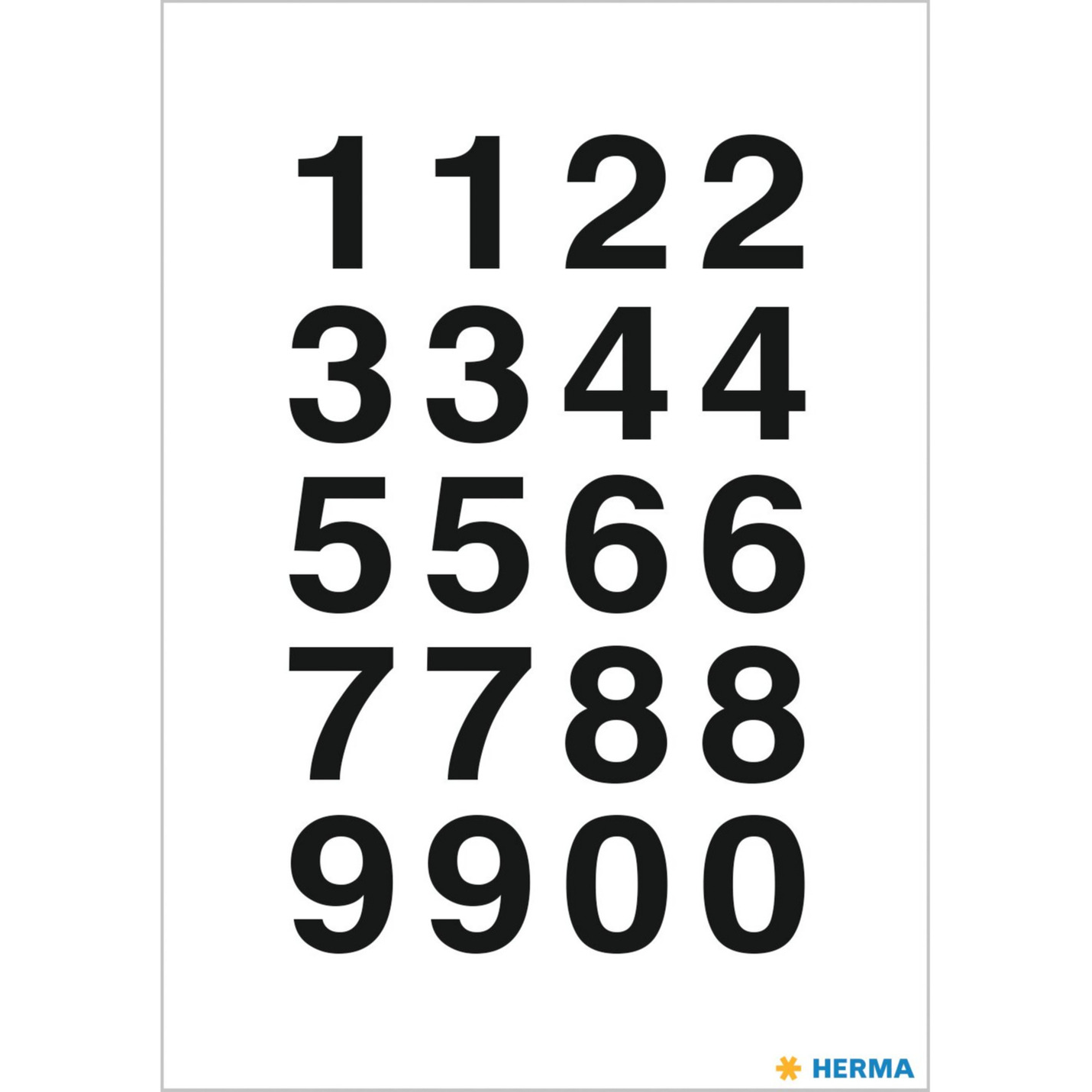 Stickervellen 40x plak cijfers-getallen 0-9 zwart-transparant 20x18 mm