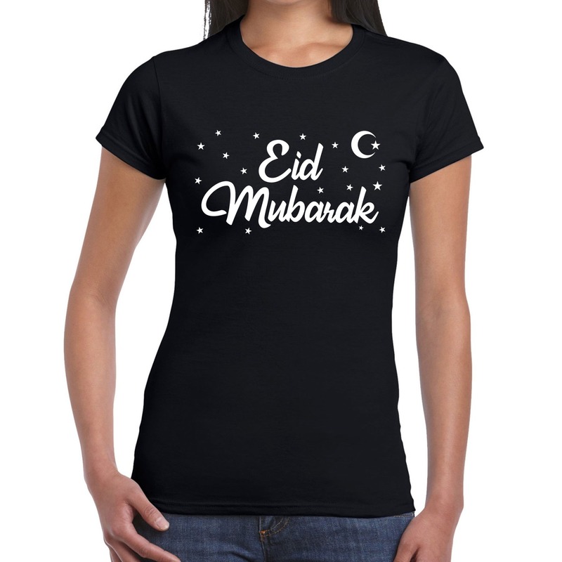 Suikerfeest Eid Mubarak t-shirt zwart dames
