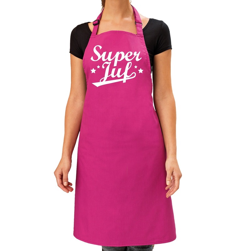 Super juf cadeau keuken schort roze dames
