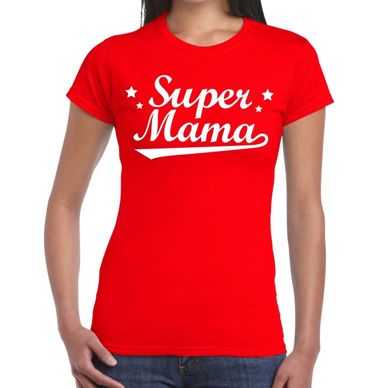 Super mama cadeau t-shirt rood dames