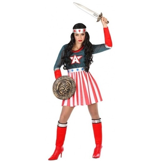 Superheld Amerikaanse kapitein verkleed pak-kostuum voor dames