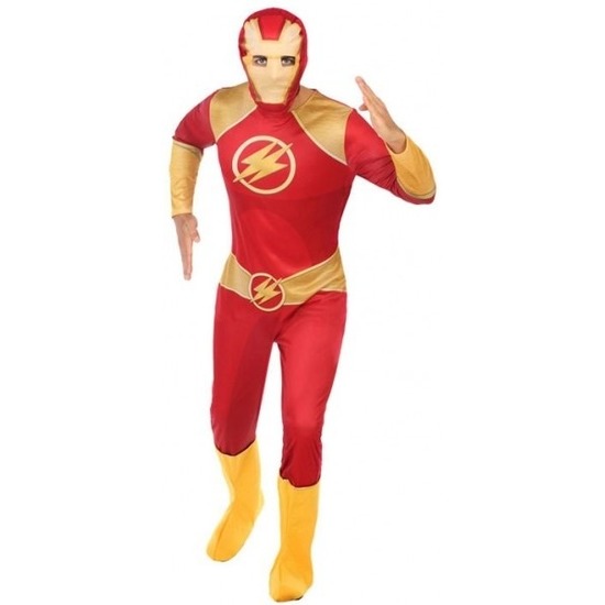 Superheld verkleed pak-kostuum rood-goud voor heren