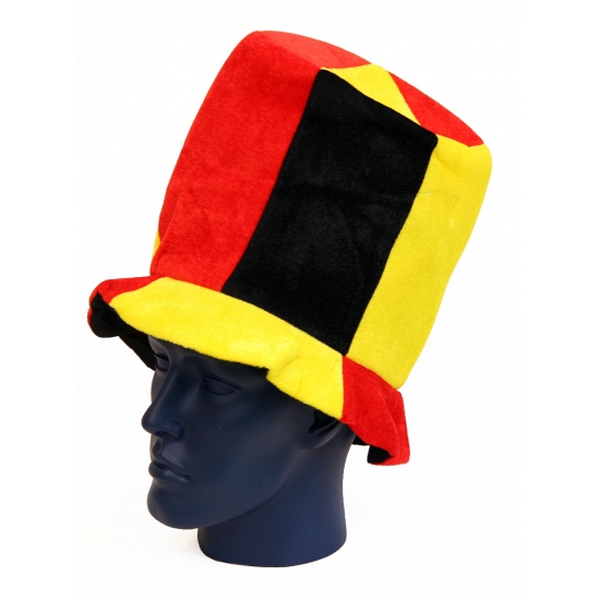 Supporters verkleed kleding hoge hoed vlag Belgie kleuren polyester volwassenen