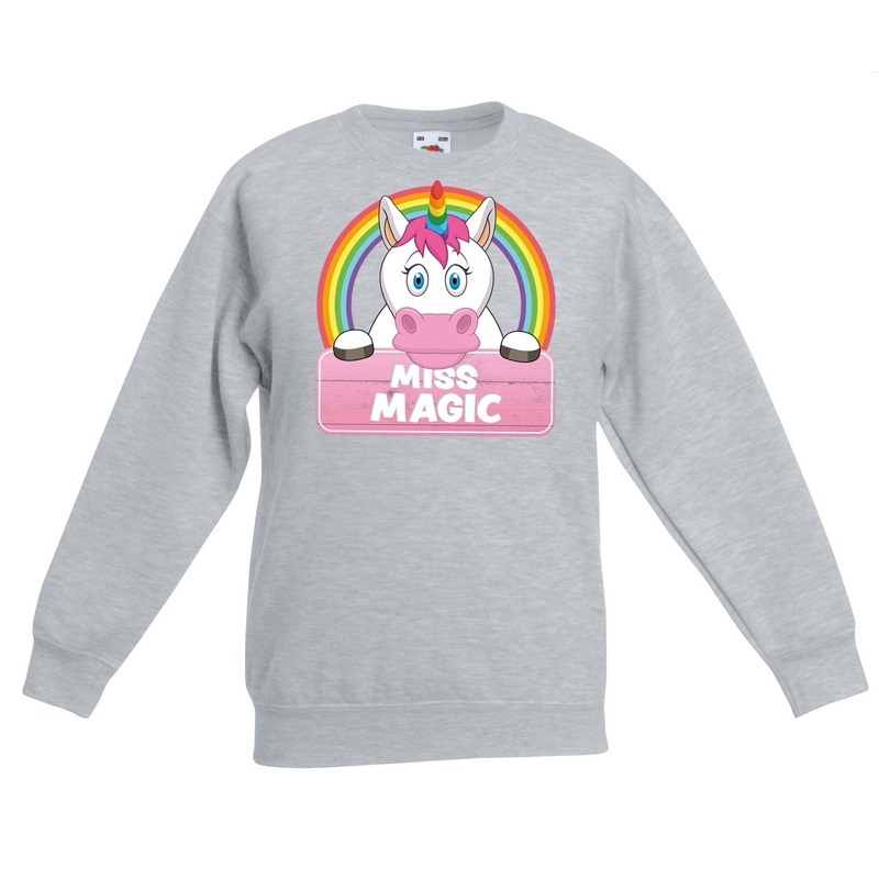 Sweater grijs voor meisjes met Miss Magic de eenhoorn