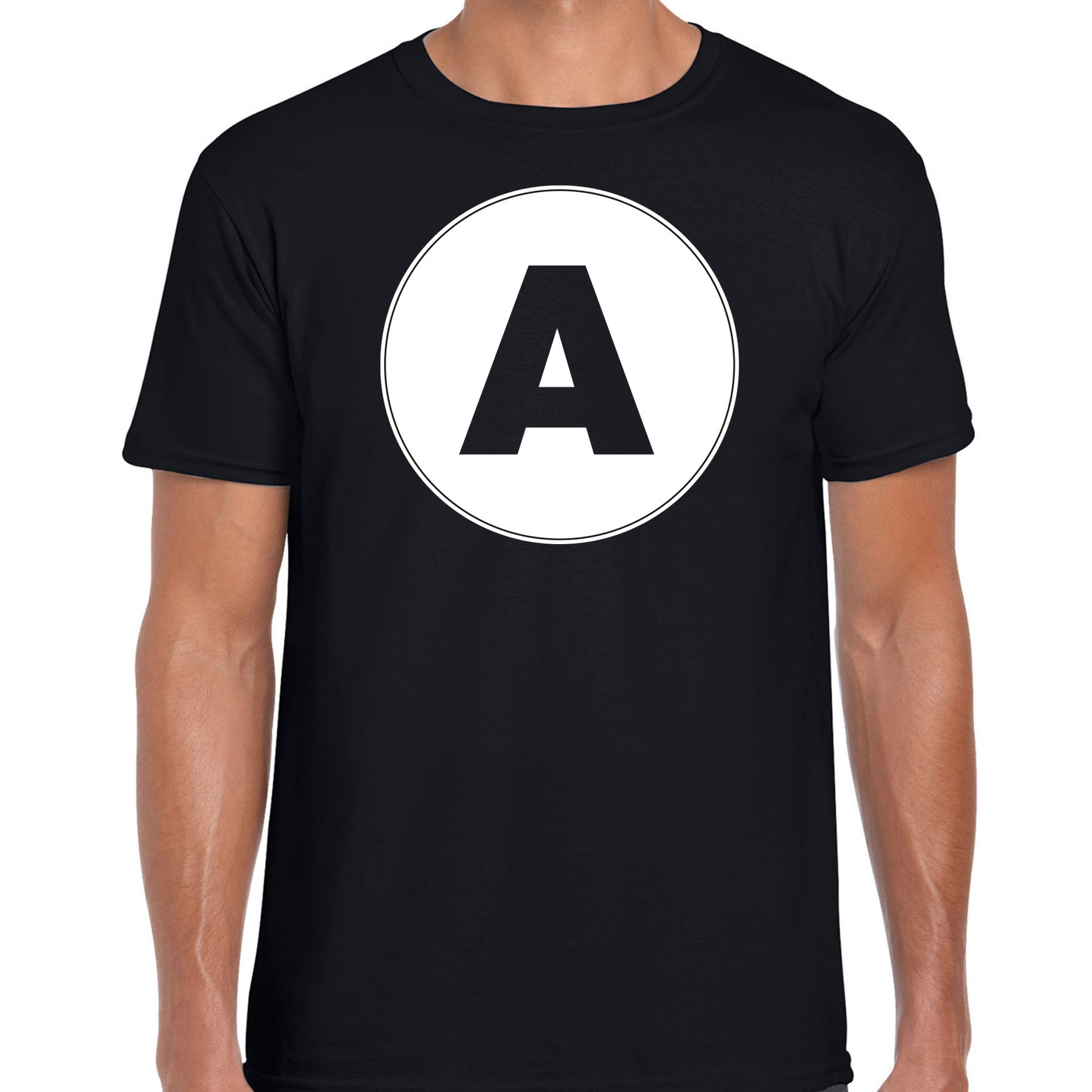 T-shirt met de letter A heren zwart voor het maken van een naam - woord of team