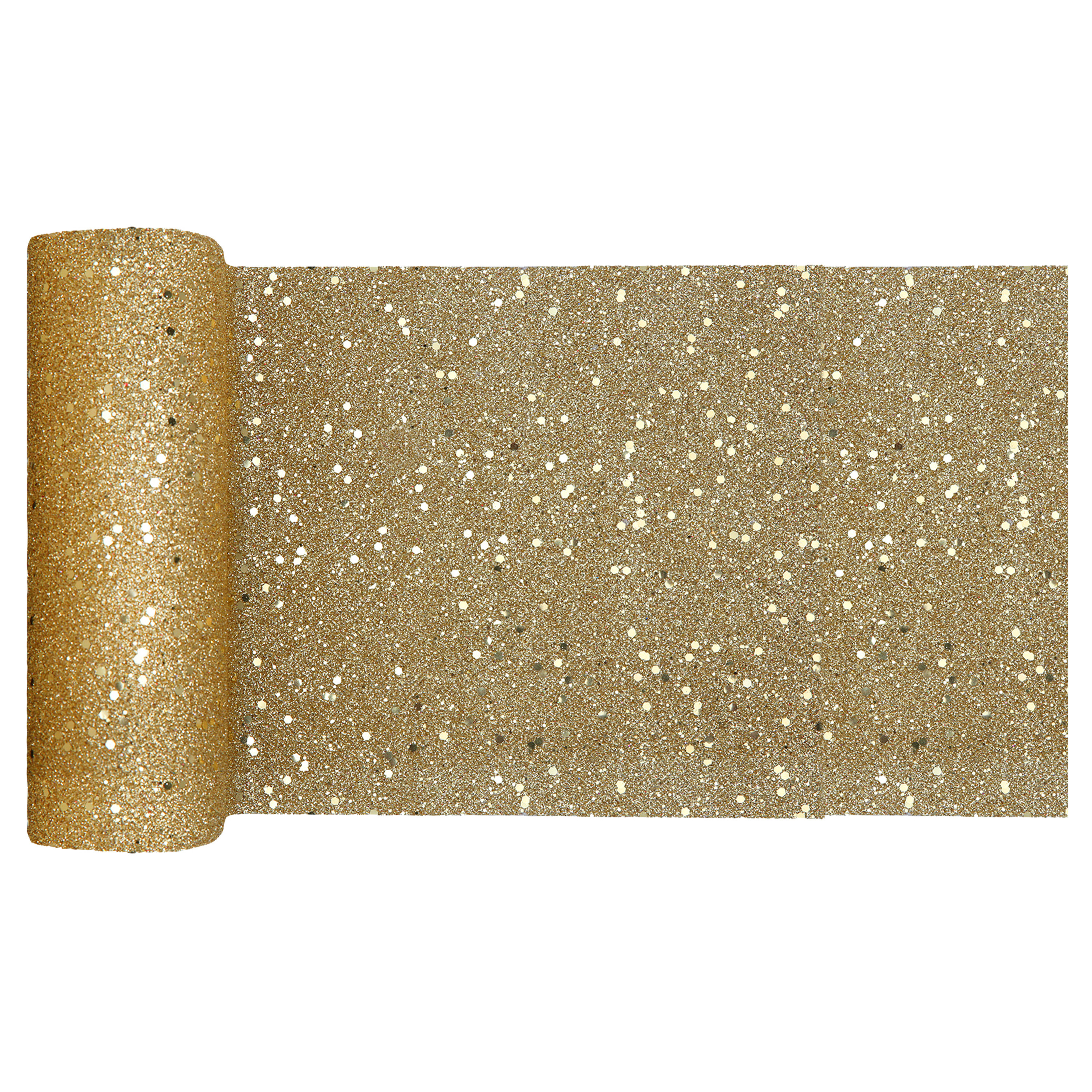 Tafelloper op rol goud glitter smal 18 x 500 cm polyester