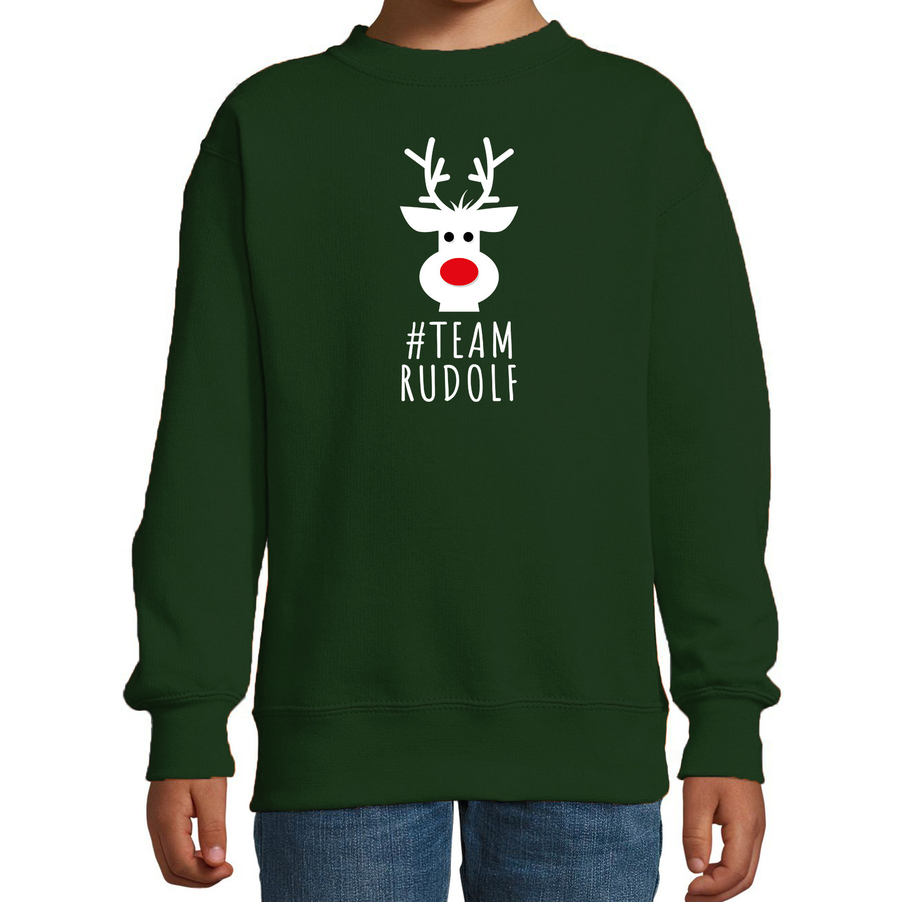 Team Rudolf Kerstsweater - Kersttrui groen voor kinderen