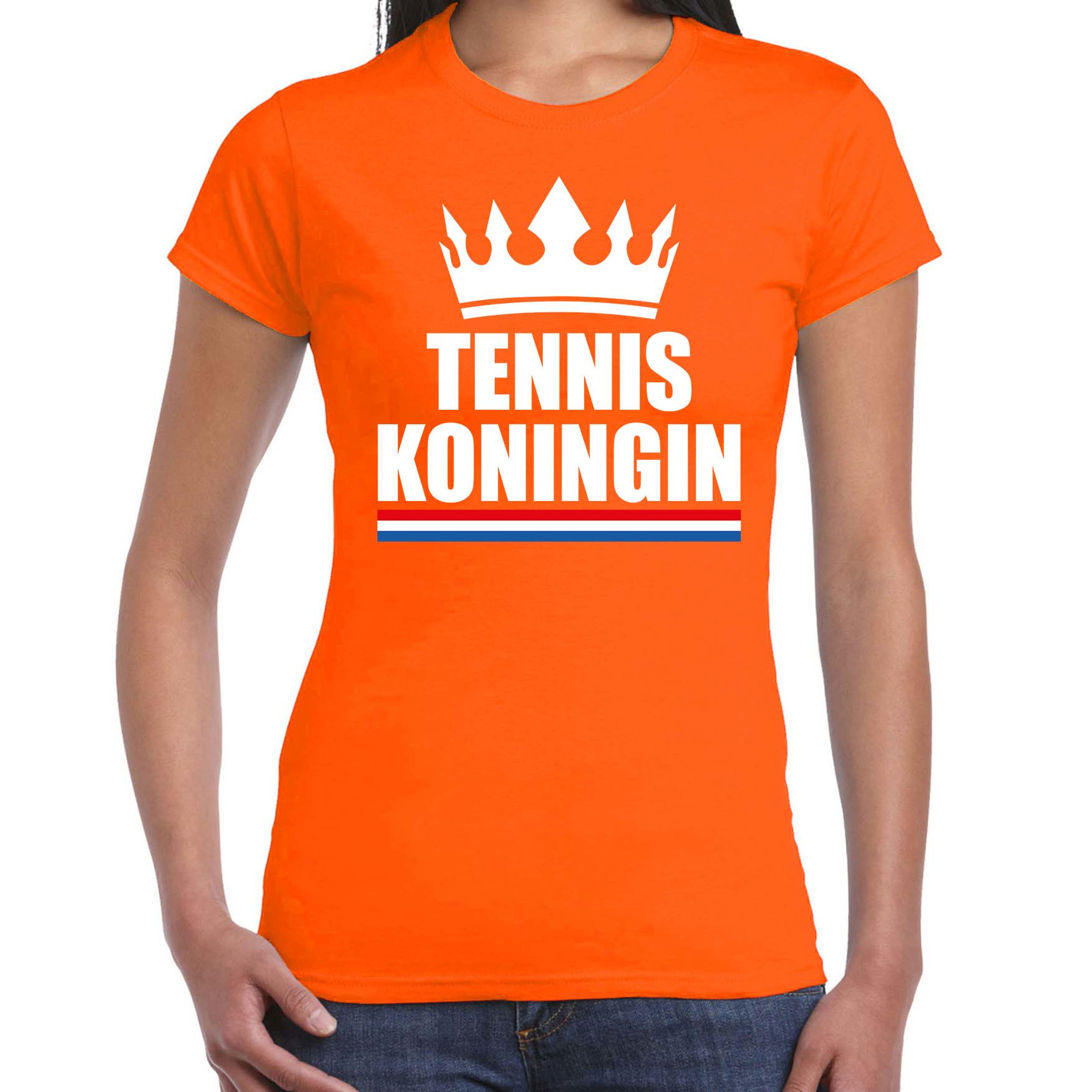 Tennis koningin t-shirt oranje dames - Sport - hobby shirts