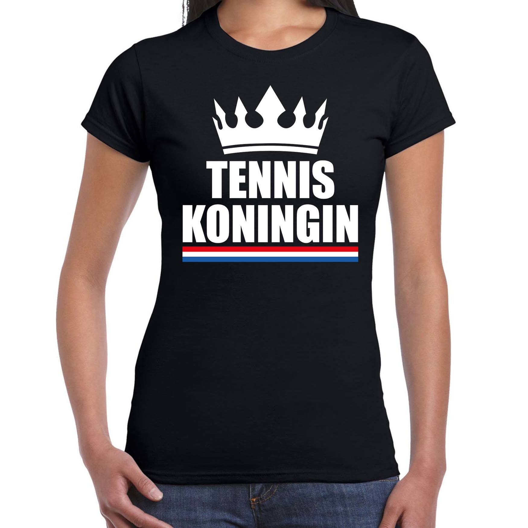 Tennis koningin t-shirt zwart dames - Sport - hobby shirts
