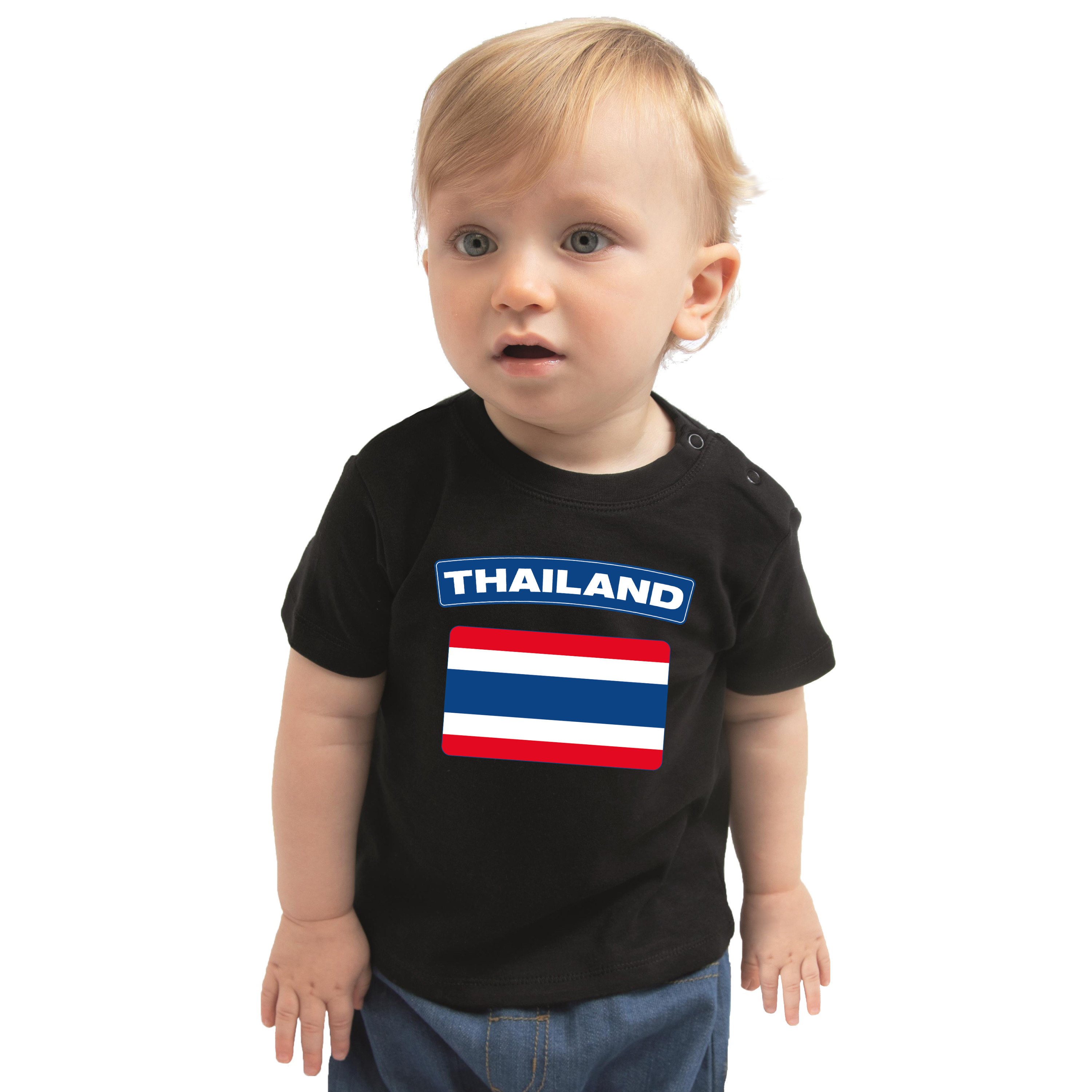 Thailand t-shirt met vlag zwart voor babys