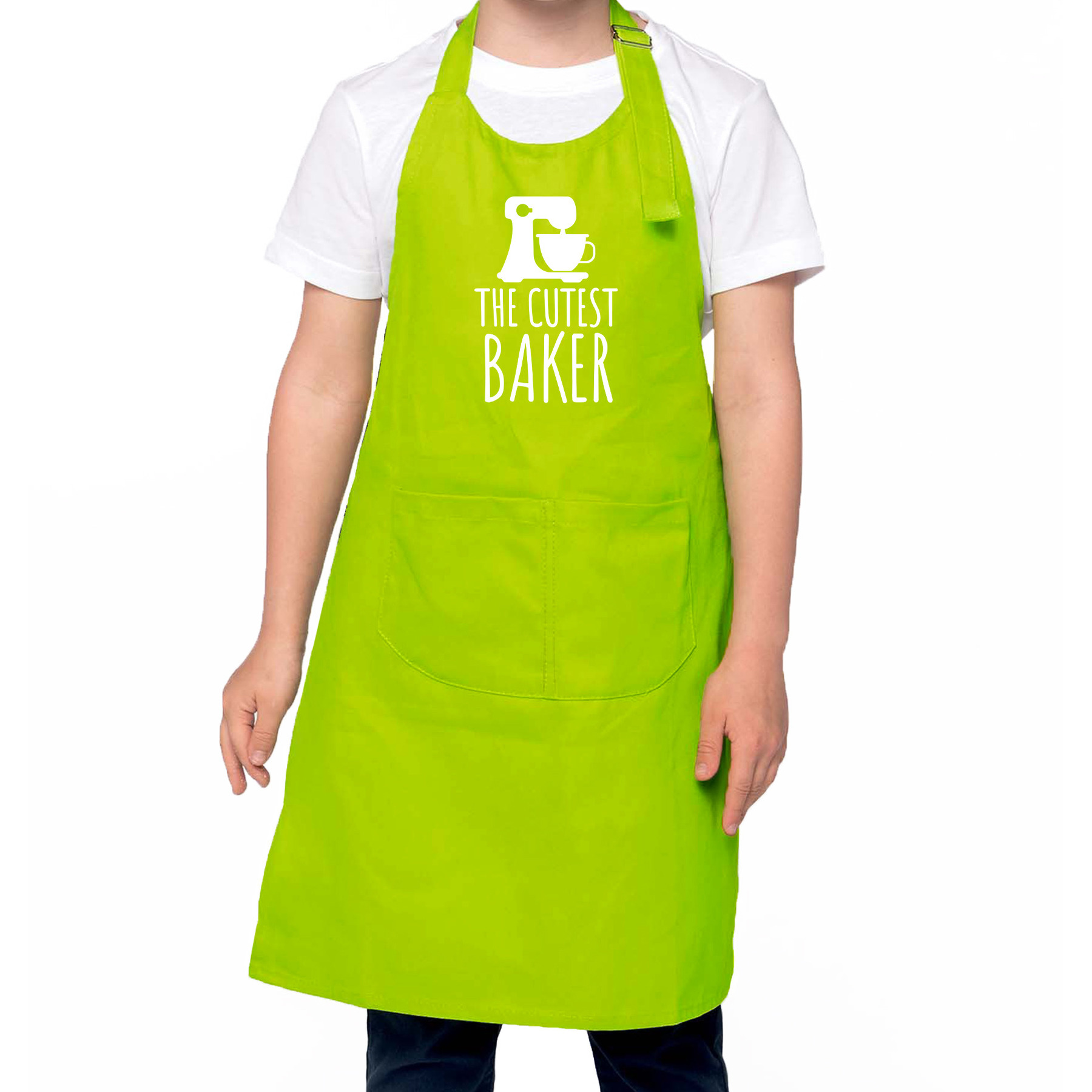 The cutest baker keukenschort/ kinder bakschort groen voor jongens en meisjes - Bakken met kinderen