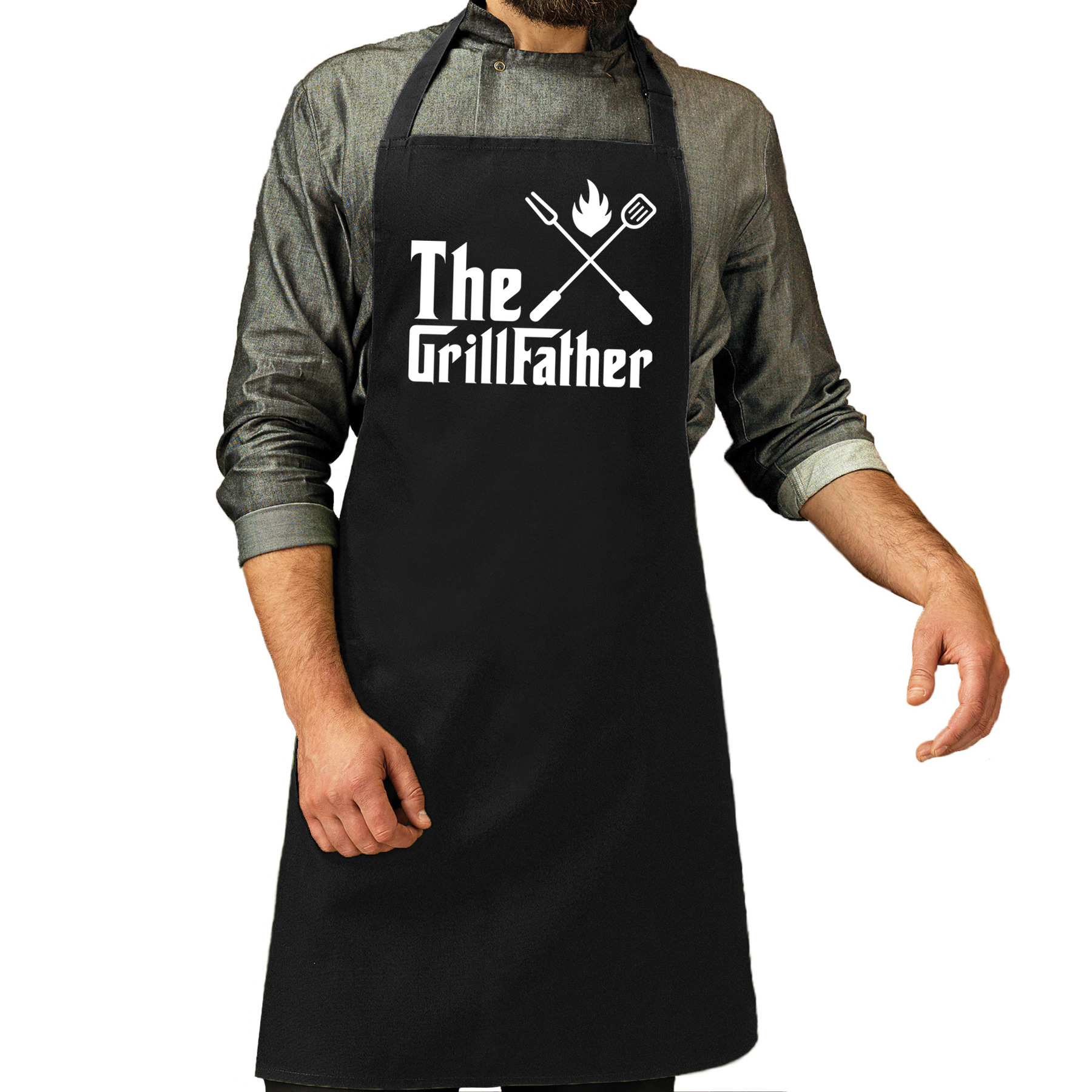 The Grillfather barbecue - bbq schort zwart voor heren