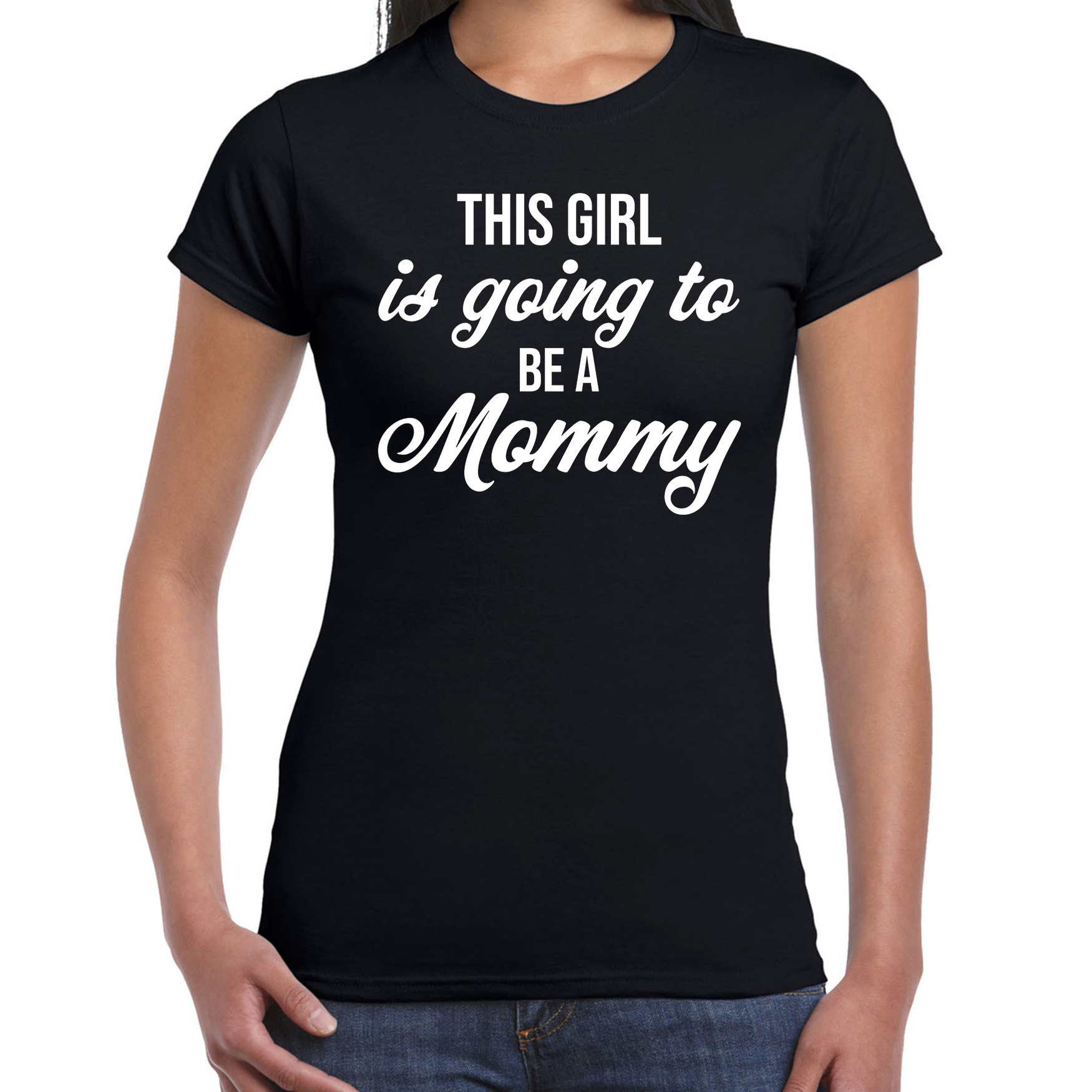 This girl is going to be a mommy t-shirt zwart voor dames Cadeau aanstaande moeder- zwanger