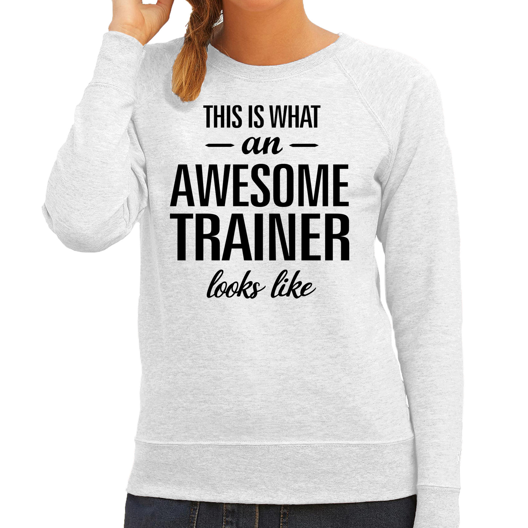 This is what an awesome trainer looks like cadeau sweater - trui grijs dames