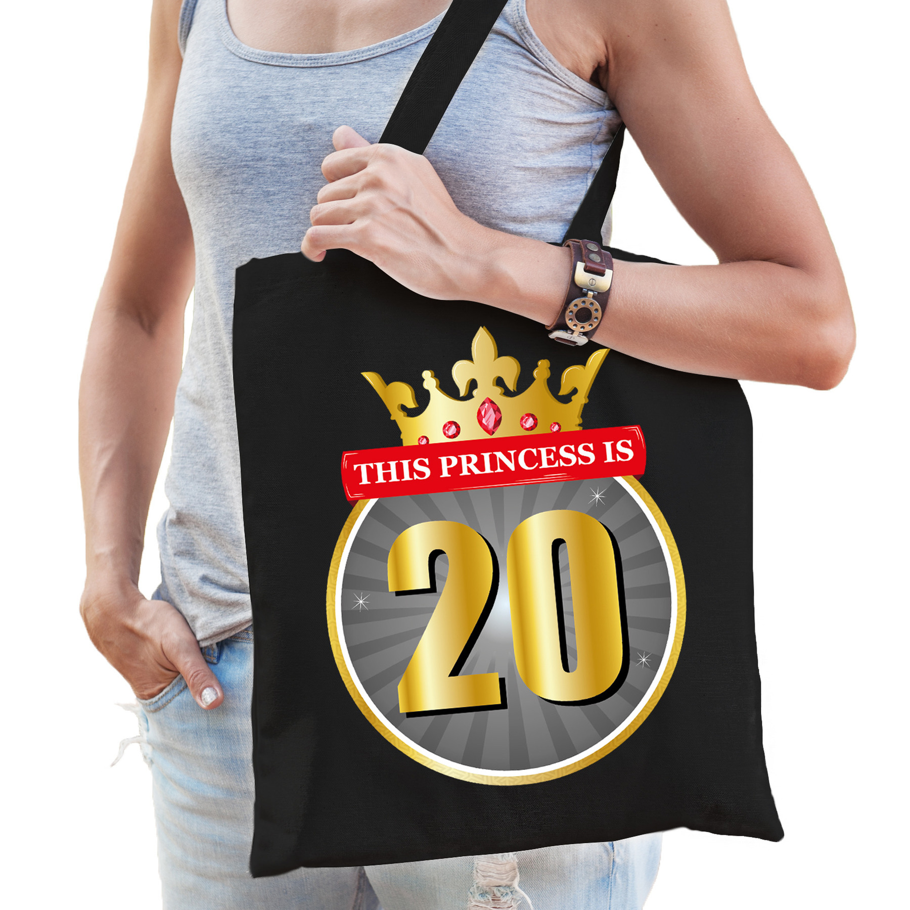 This princess is 20 verjaardag cadeau tas zwart voor dames