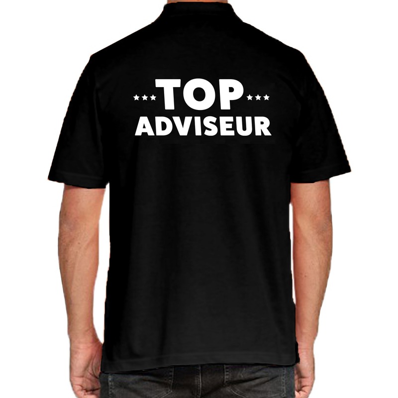 Top adviseur beurs-evenementen polo shirt zwart voo
