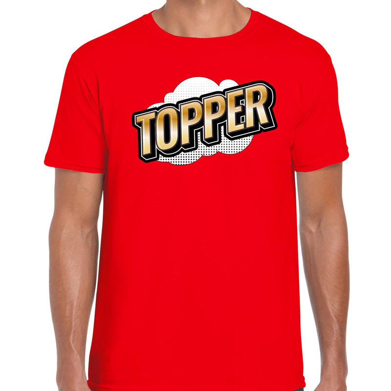 Topper fun tekst t-shirt voor heren rood in 3D effect
