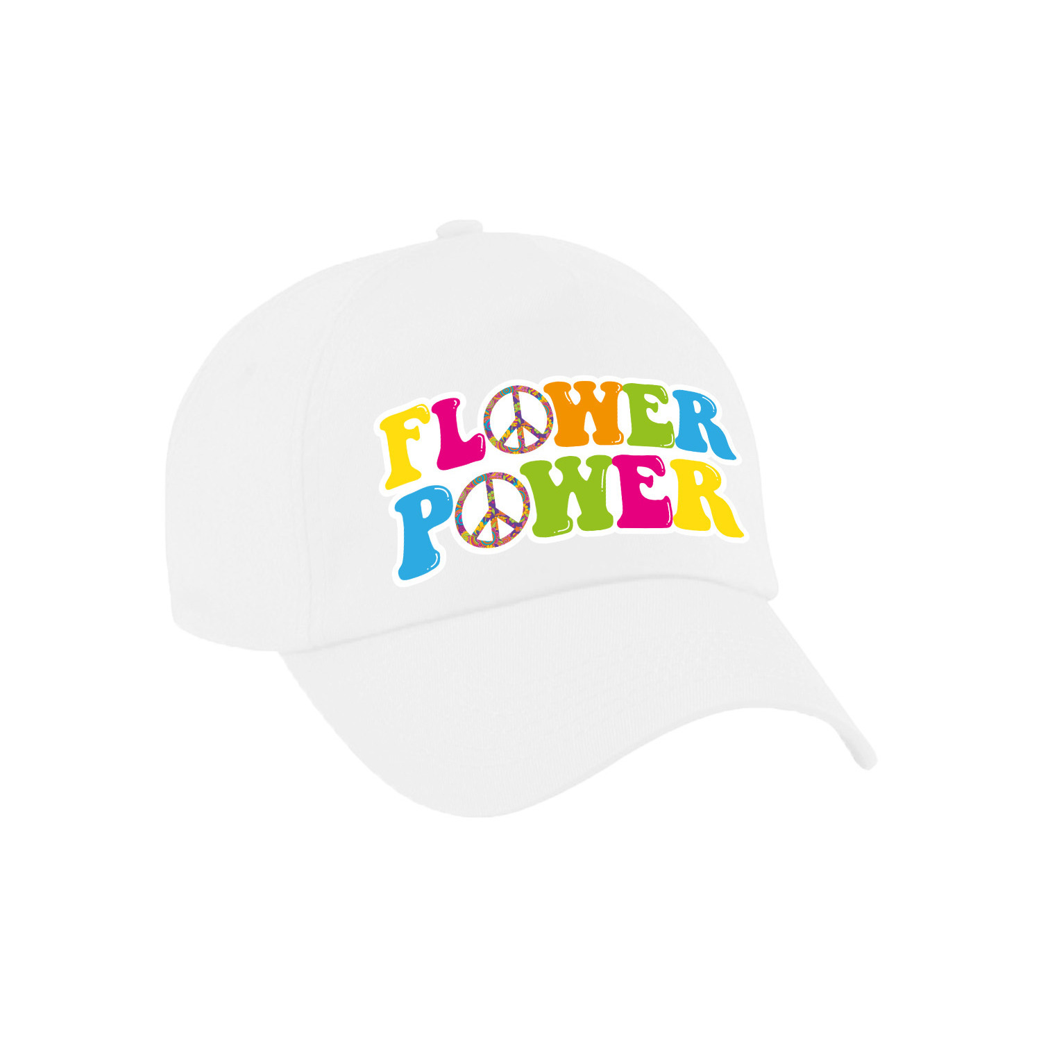 Toppers - Flower power verkleed pet/cap wit volwassenen