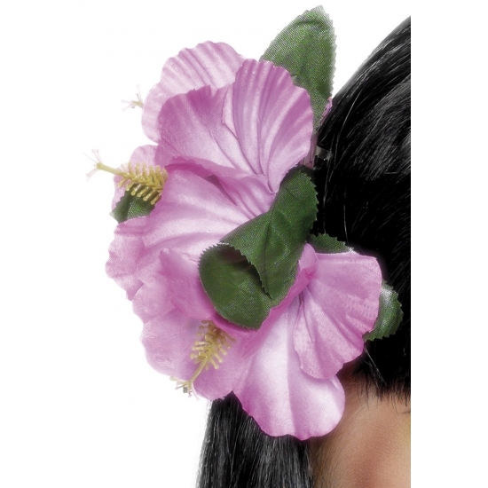 Toppers Verkleed Haarbloemen haarclip Hawaii roze bloemen