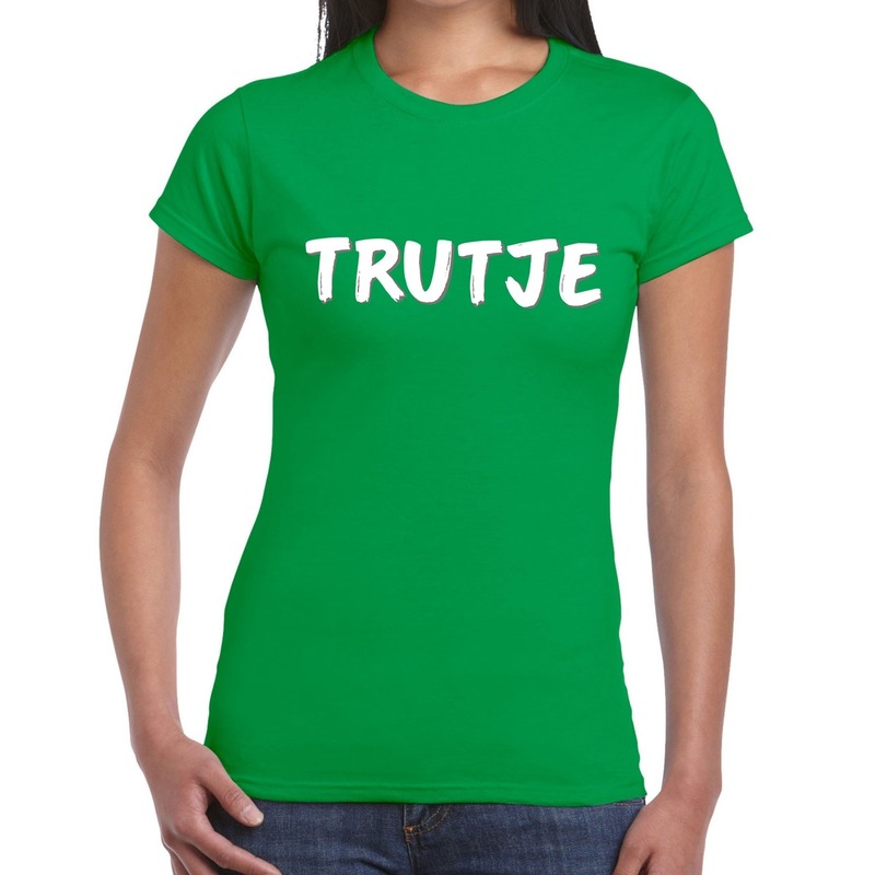 Trutje tekst t-shirt groen voor dames