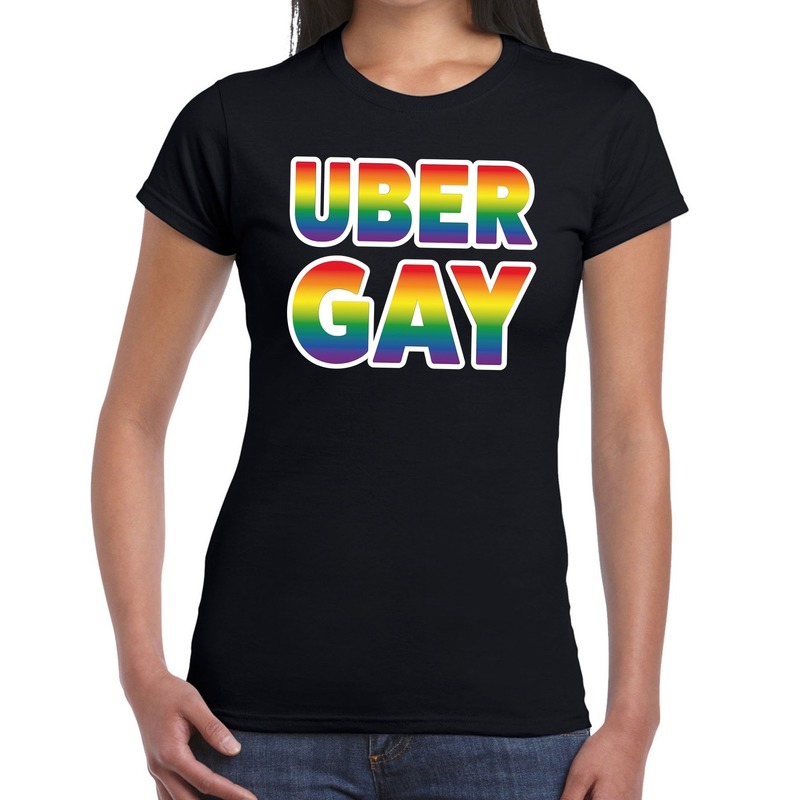 Uber gay gay pride t-shirt zwart voor dames