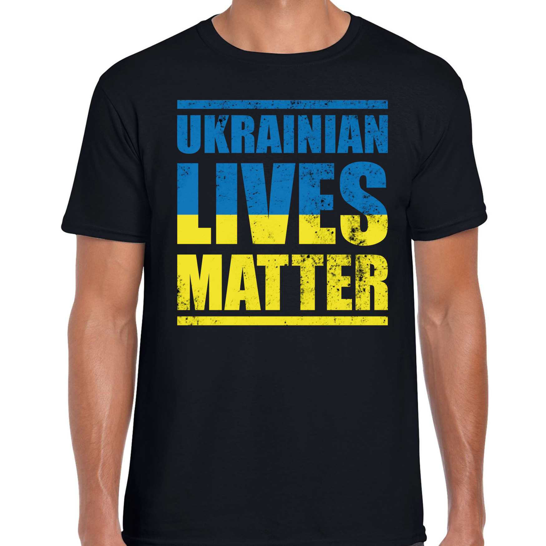 Ukrainian lives matter t-shirt zwart heren Oekraine shirt met Oekraiense vlag