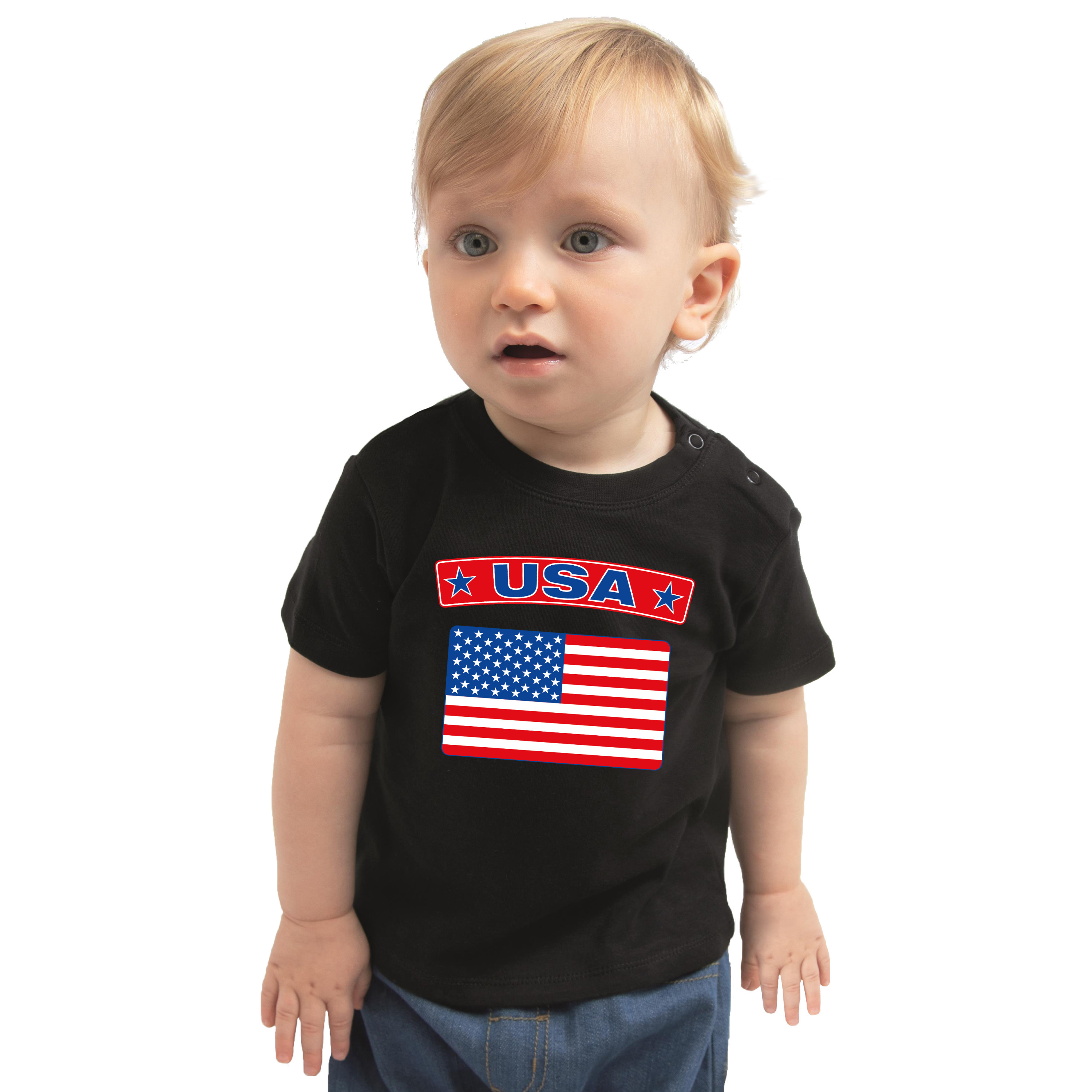 USA t-shirt met vlag Amerika zwart voor babys