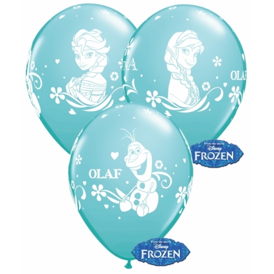 Verjaardag ballonnen blauw van Frozen 6x stuks