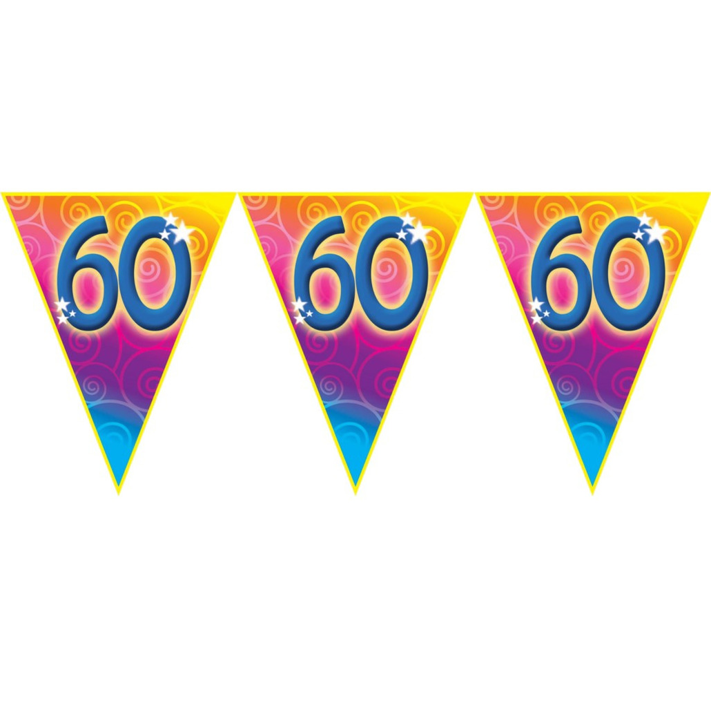 Verjaardag thema 60 jaar geworden feest vlaggenlijn van 5 meter