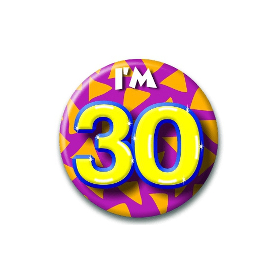 Verjaardags button I am 30 feest artikelen