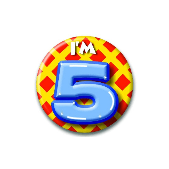Verjaardags button I am 5