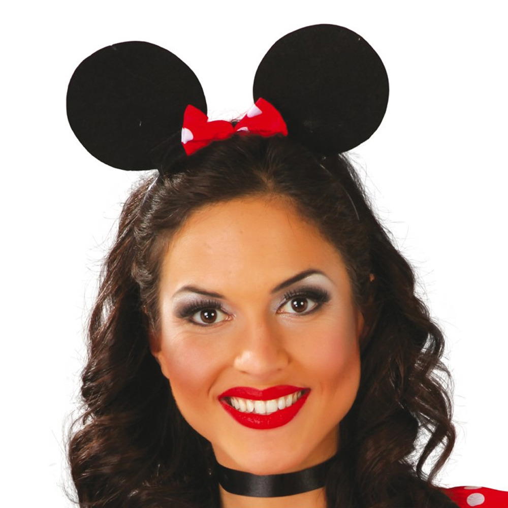 Verkleed diadeem muis-muizen oren-oortjes met strikje meisjes-dames Carnaval