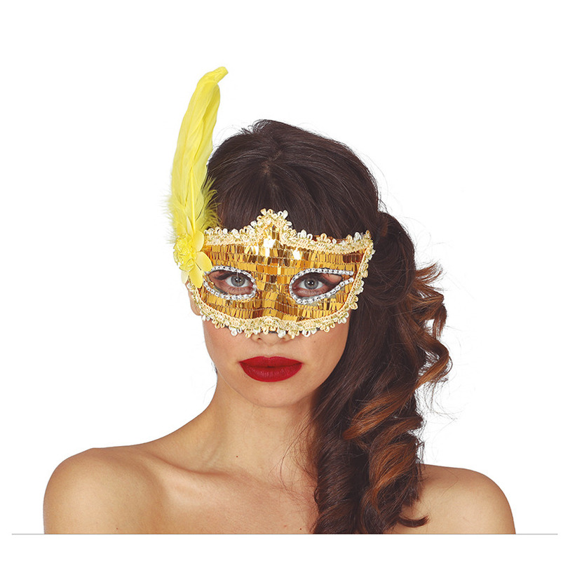 Verkleed oogmasker Venitiaans goud pailletten volwassenen Carnaval-gemaskerd bal
